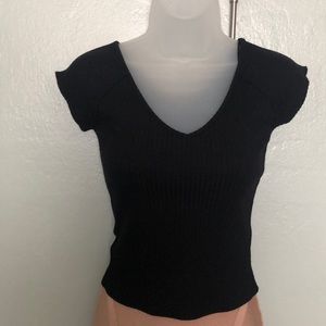Guess Black Knit Vneck Top Size XS